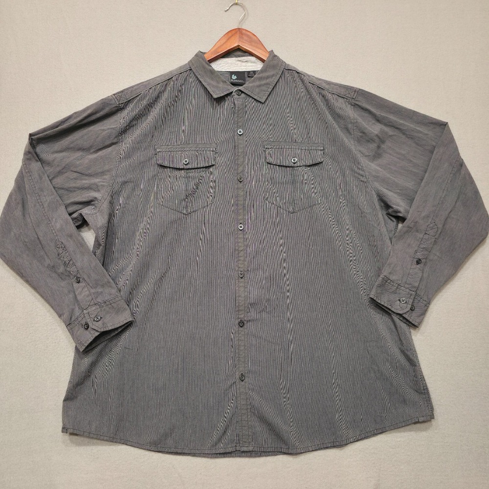 Burnside Men's Long Sleeve Charcoal Woven Black Gray Shirt Size 3X